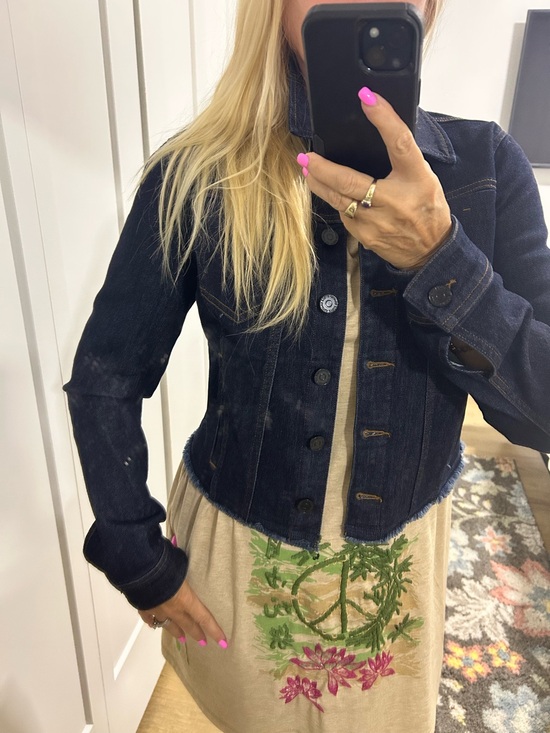 Susan Graver Jackets & Blazers - NWOT Susan Graver Stretch Denim Jacket with Unfinished Hem